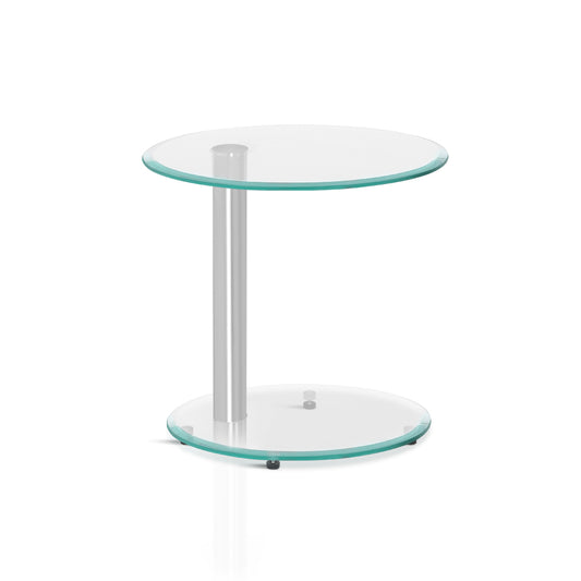 Marlook Coffee Table Round Tempered Glass Side End Beside Tables Cafe 45cm