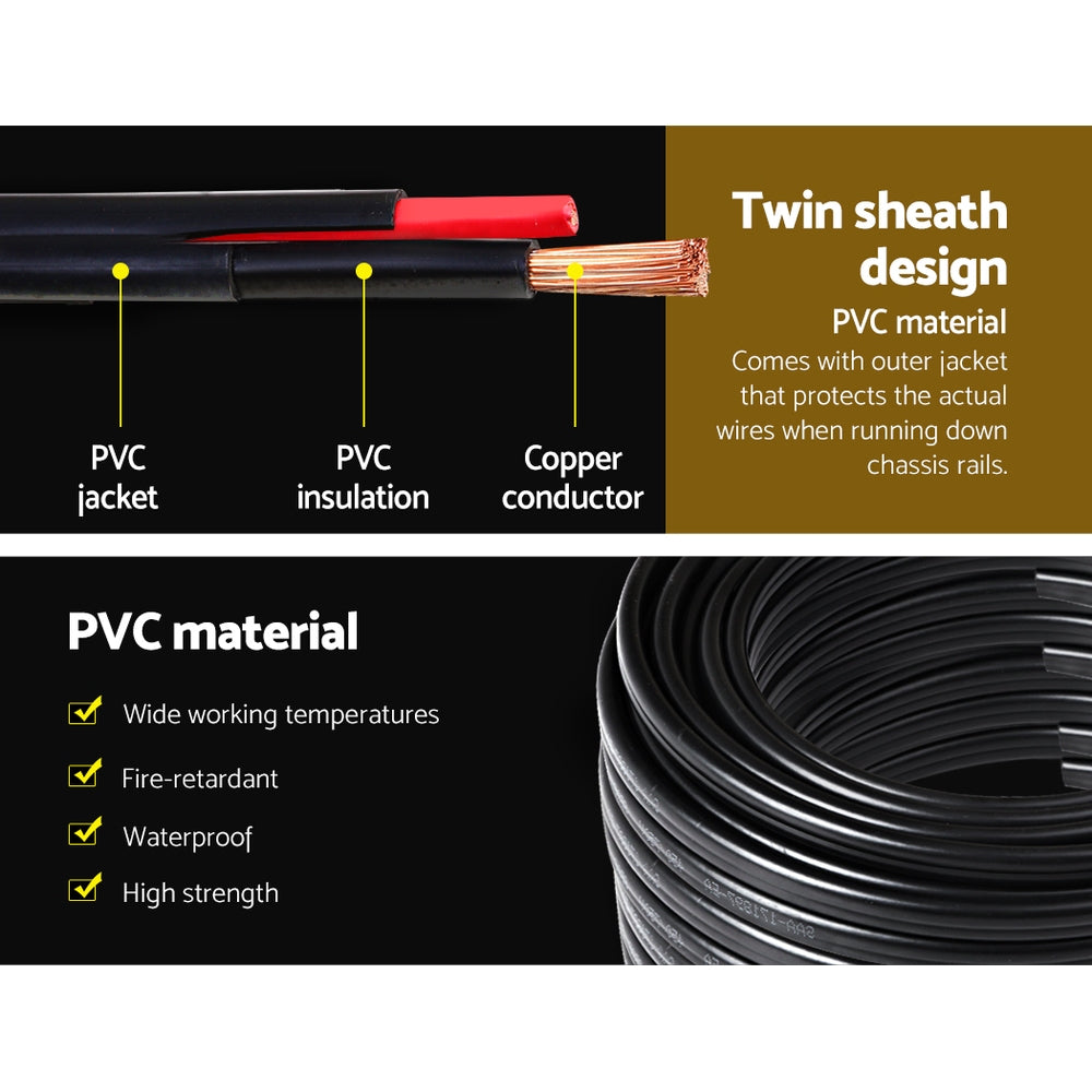 Marlook 3MM 100M Twin Core Wire Electrical Cable Extension Car 450V 2 Sheath