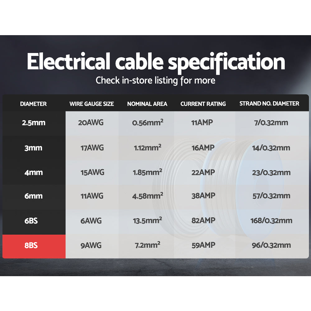 Marlook 8B&S 10M Twin Core Wire Electrical Cable Extension Car 450V 2 Sheath
