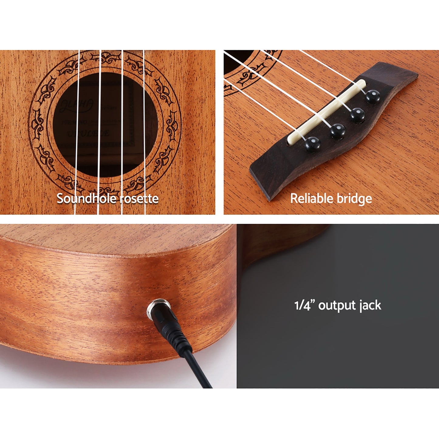 Marlook 26" Ukulele Equaliser Natural Mahogany Tenor Beginner Gift w/ Bag