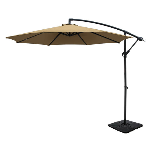 Marlook 3m Umbrella w/Base Outdoor Cantilever Beach Garden Patio Parasol Beige
