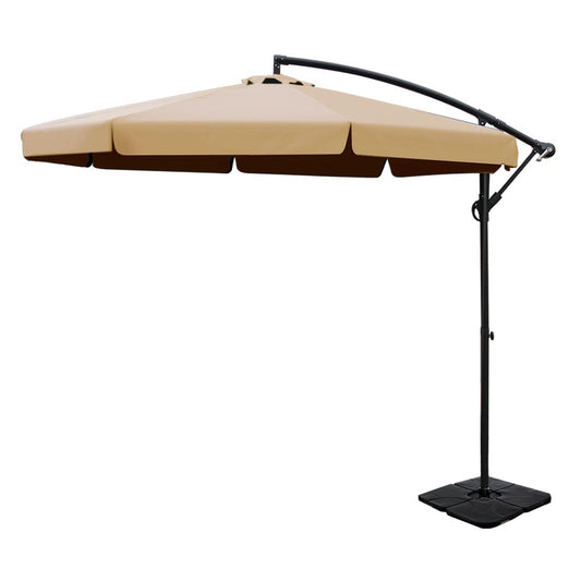 Marlook 3m Outdoor Umbrella w/Base Cantilever Garden Beach Patio Beige