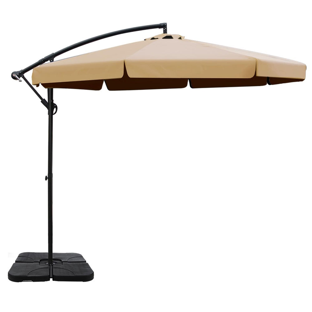 Marlook 3m Outdoor Umbrella w/Base Cantilever Garden Beach Patio Beige