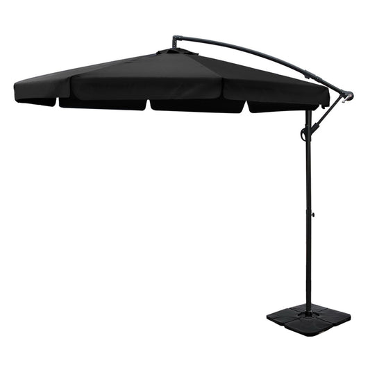 Marlook 3m Outdoor Umbrella w/Base Cantilever Garden Beach Patio Black