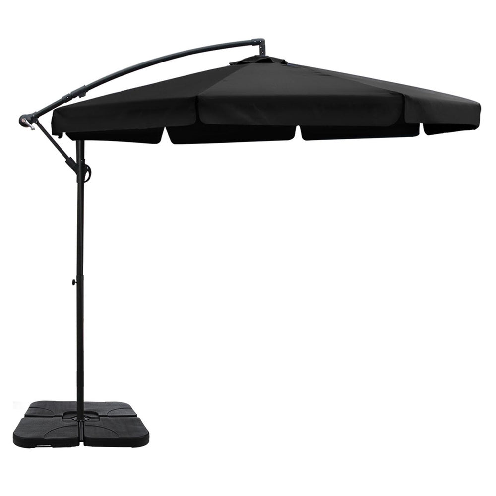 Marlook 3m Outdoor Umbrella w/Base Cantilever Garden Beach Patio Black