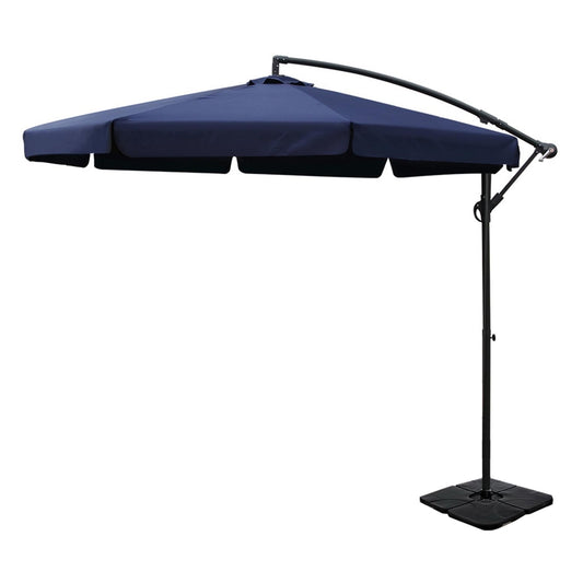 Marlook 3m Outdoor Umbrella w/Base Cantilever Garden Beach Patio Navy
