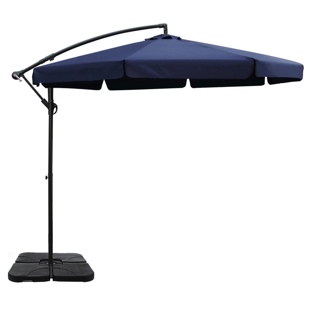 Marlook 3m Outdoor Umbrella w/Base Cantilever Garden Beach Patio Navy
