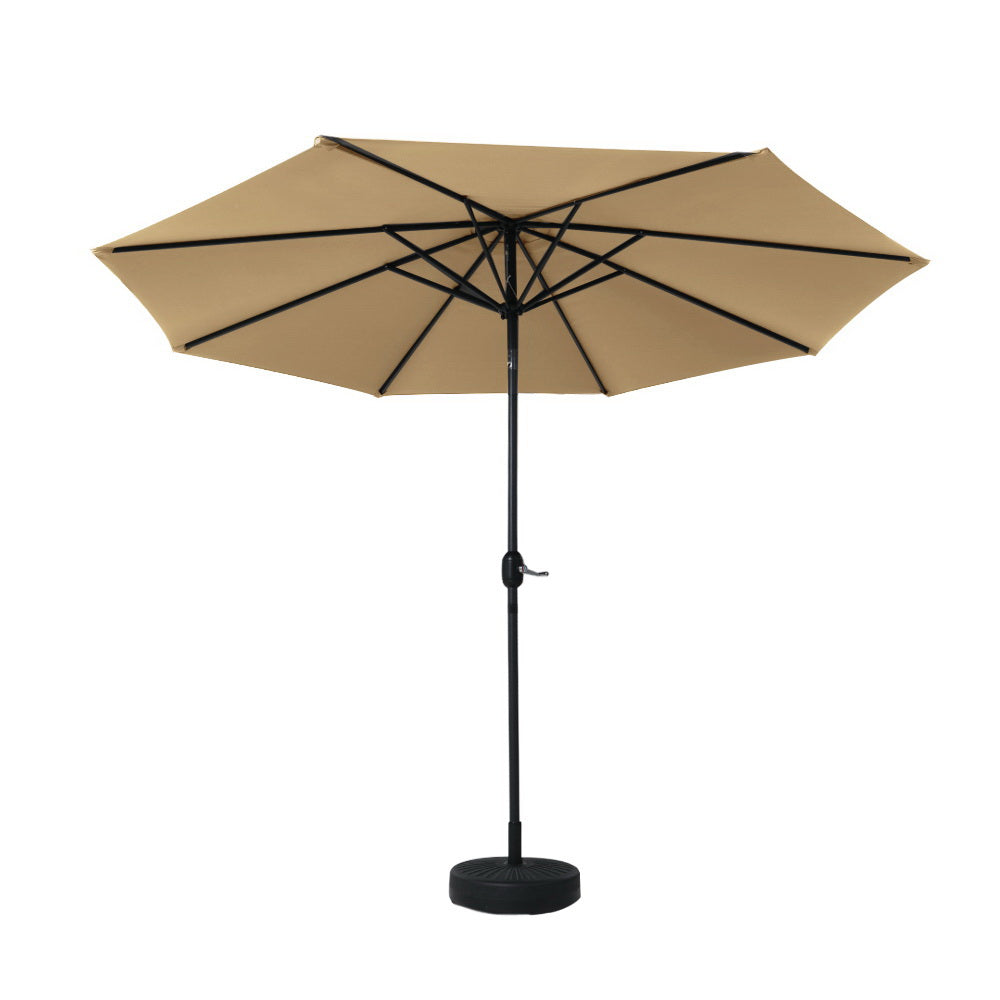 Marlook 2.7m Outdoor Umbrella w/Base Pole Stand Garden Sun Beige