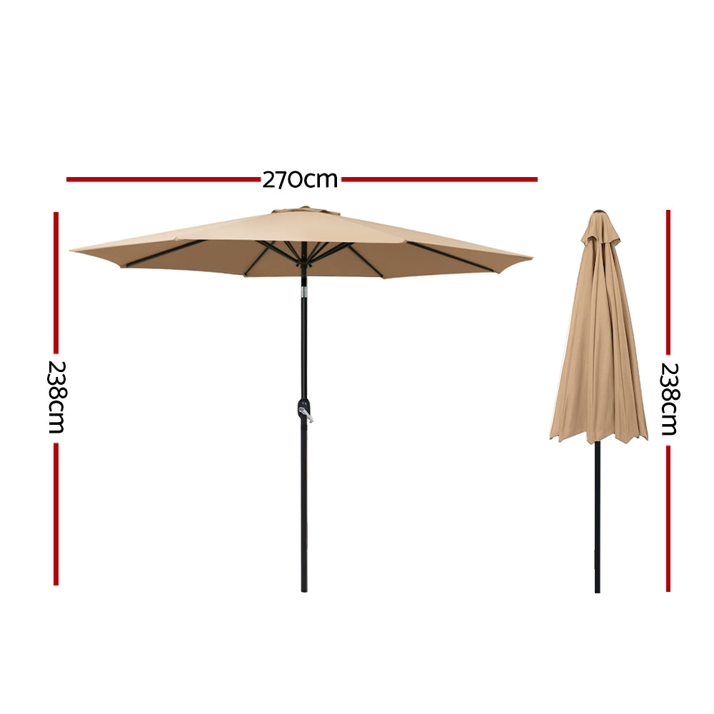 Marlook 2.7m Outdoor Umbrella Pole Stand Garden Sun Beige