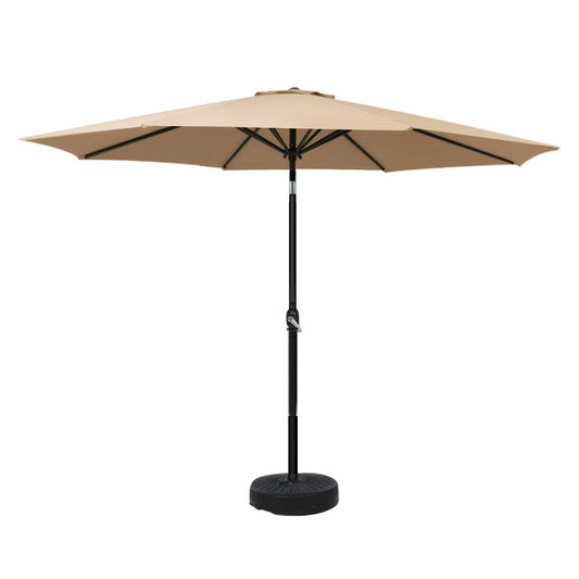 Marlook 3m Outdoor Umbrella w/Base Pole Tilt Beach Garden Patio Beige
