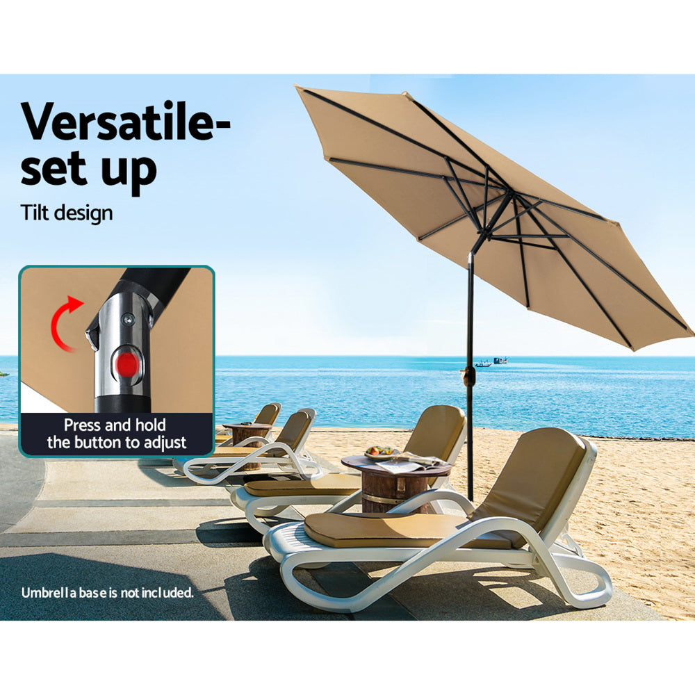 Marlook 3m Outdoor Umbrella Beach Pole Garden Patio Tilt Beige