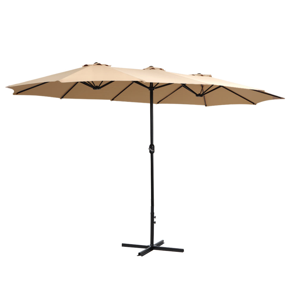 Marlook 4.57m Outdoor Umbrella Beach Pole Garden Tilt Beige
