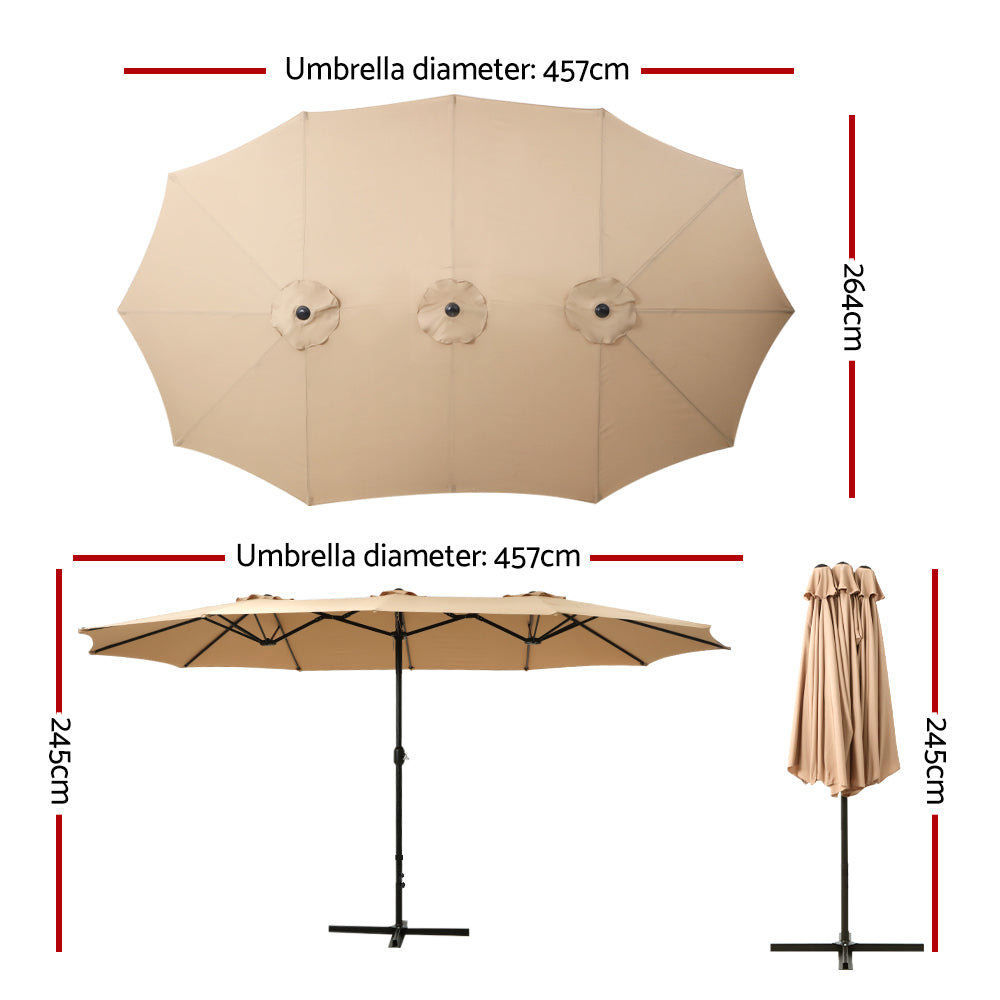 Marlook 4.57m Outdoor Umbrella Beach Pole Garden Tilt Beige