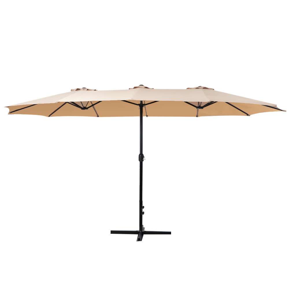 Marlook 4.57m Outdoor Umbrella Beach Pole Garden Tilt Beige