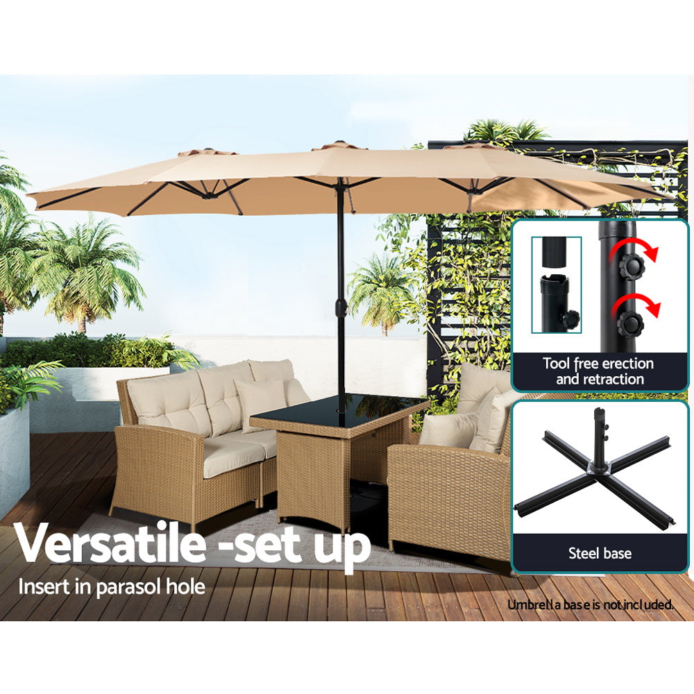 Marlook 4.57m Outdoor Umbrella Beach Pole Garden Tilt Beige