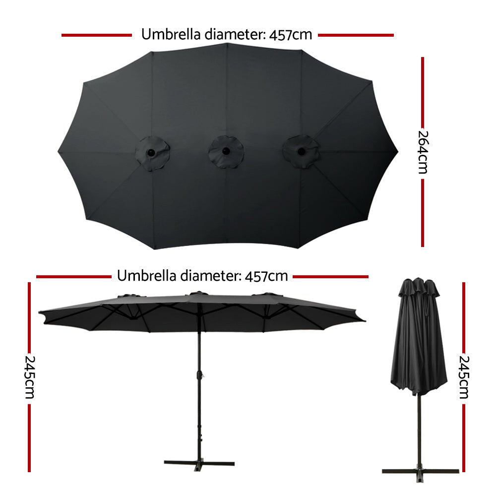 Marlook 4.57m Outdoor Umbrella Beach Pole Garden Tilt Black