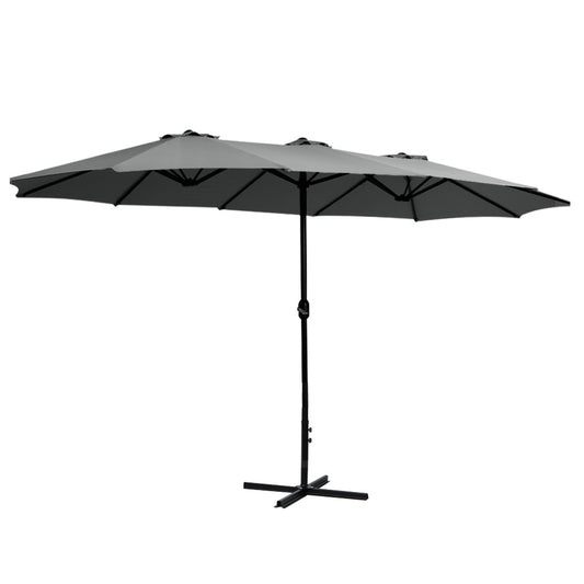 Marlook 4.57m Outdoor Umbrella Beach Pole Garden Tilt Charcoal
