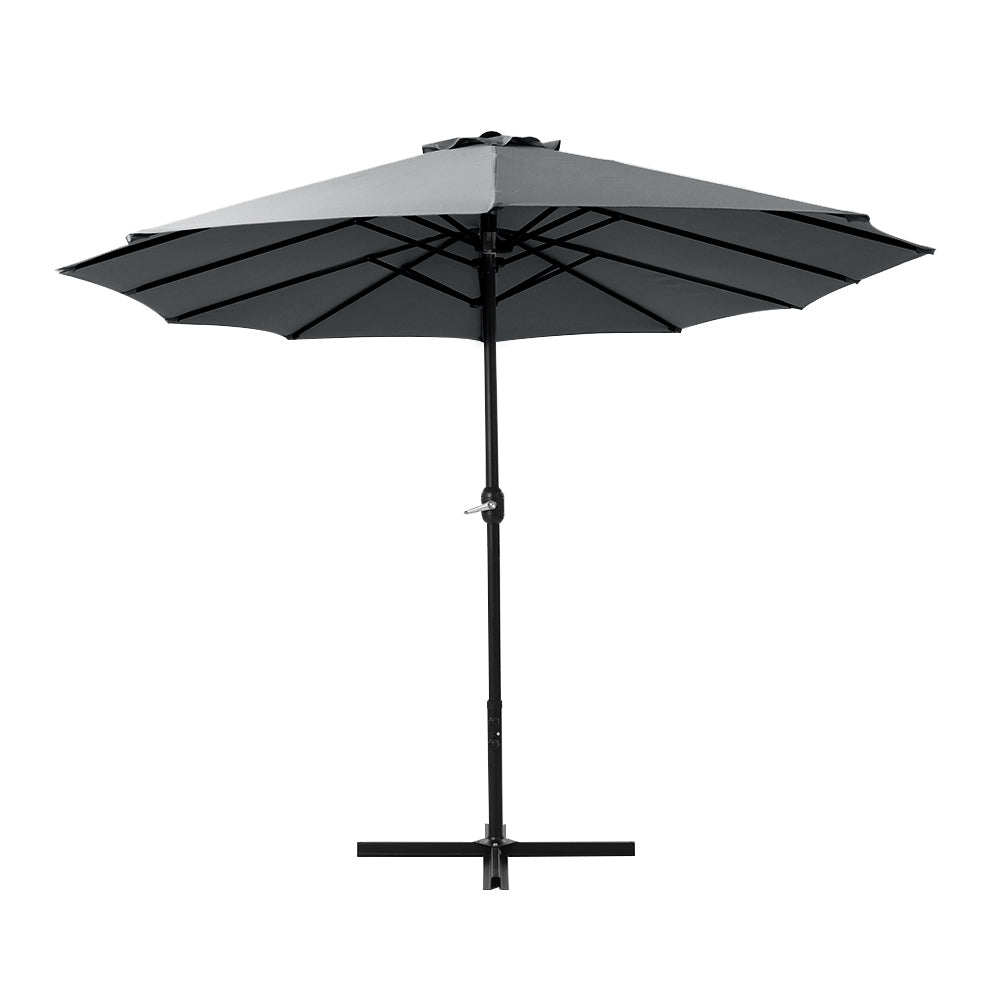 Marlook 4.57m Outdoor Umbrella Beach Pole Garden Tilt Charcoal