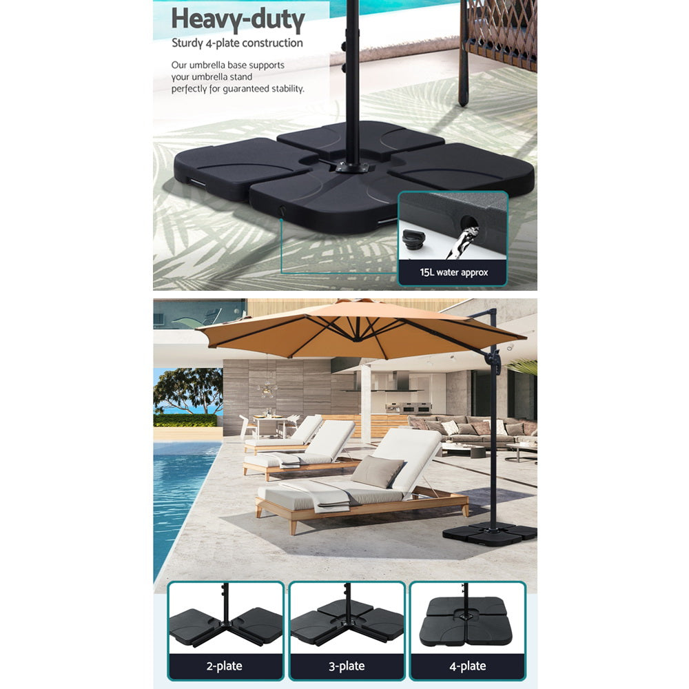 Marlook 3m Outdoor Umbrella w/Base Cantilever Beach Roma 360 Degree Tilt Beige