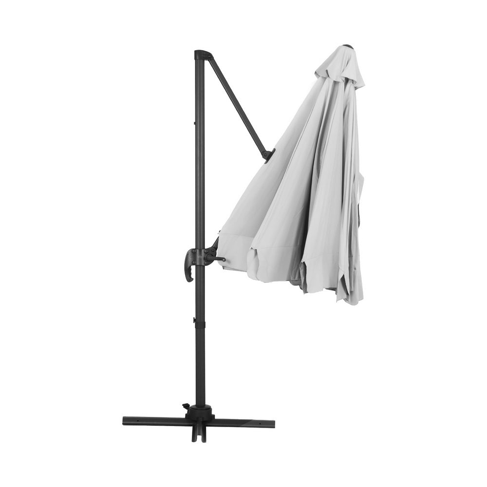 Marlook 3m Outdoor Umbrella Cantilever 360 Degree Tilt Beach Roma Grey