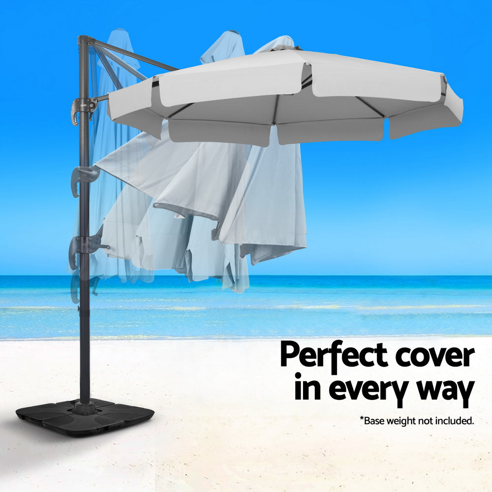 Marlook 3m Outdoor Umbrella Cantilever 360 Degree Tilt Beach Roma Grey