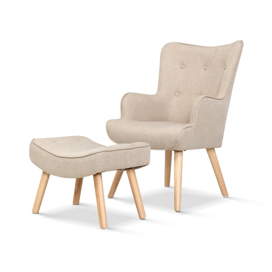 Marlook Armchair Set with Ottoman Beige Lansar