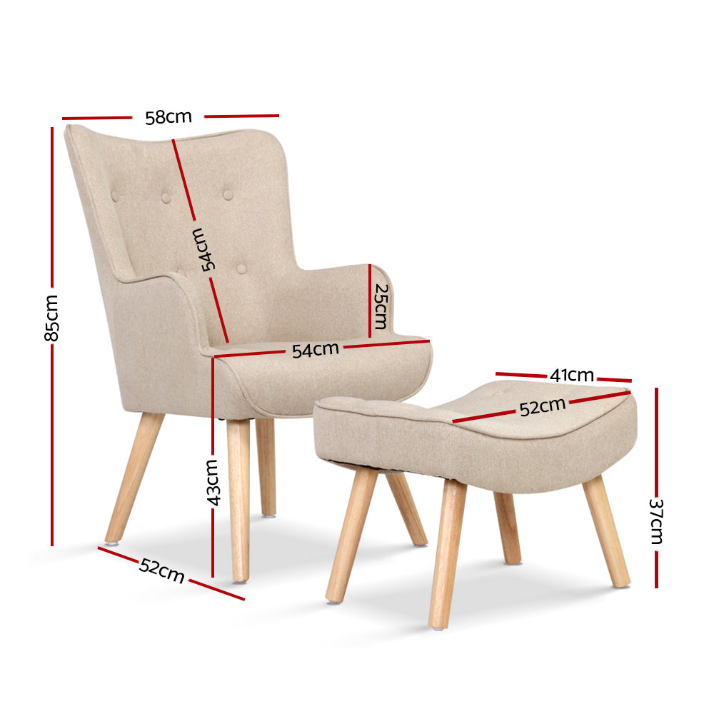 Marlook Armchair Set with Ottoman Beige Lansar