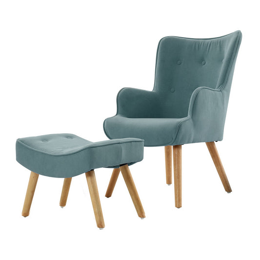 Marlook Armchair Set with Ottoman Blue Lansar