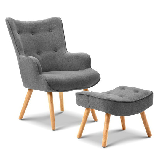 Marlook Armchair Set with Ottoman Grey Lansar