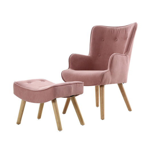 Marlook Armchair Set with Ottoman Pink Lansar