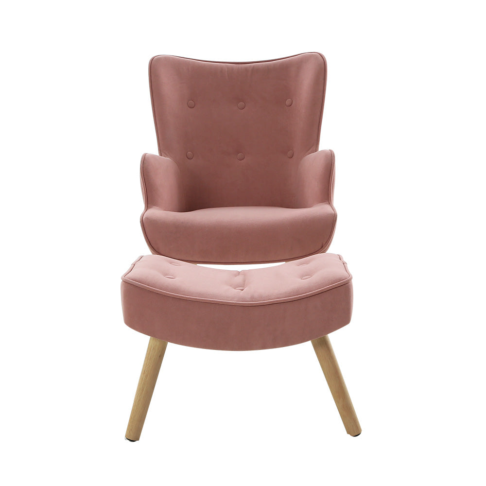 Marlook Armchair Set with Ottoman Pink Lansar