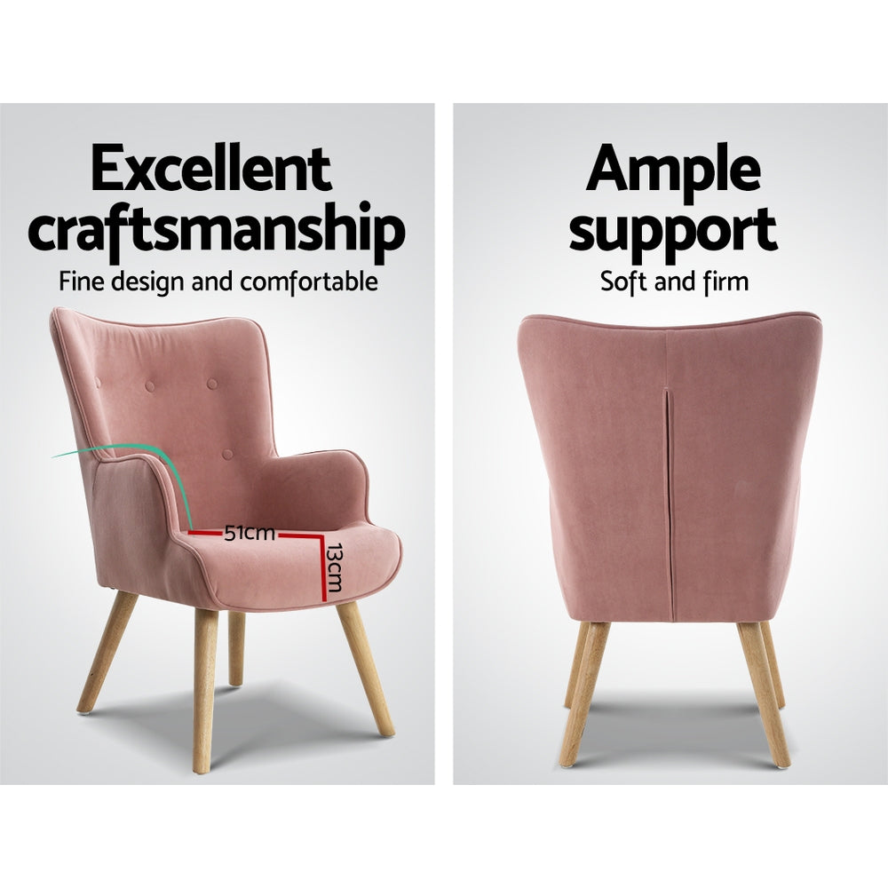 Marlook Armchair Set with Ottoman Pink Lansar
