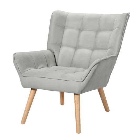 Marlook Armchair Lounge Chair Accent Chairs Sofa Linen Fabric Cushion Seat Grey