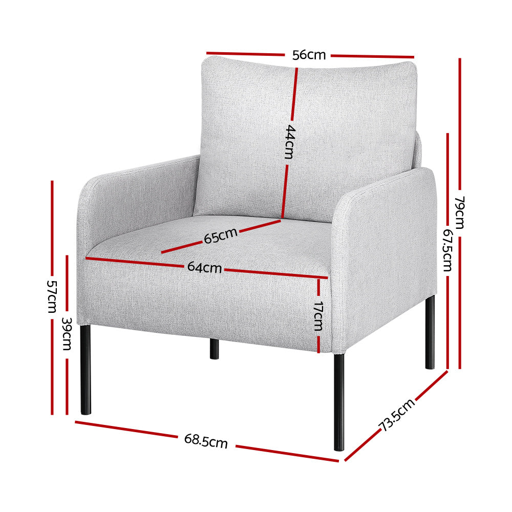 Marlook Armchair Accent Chair Pillow Fabric Grey