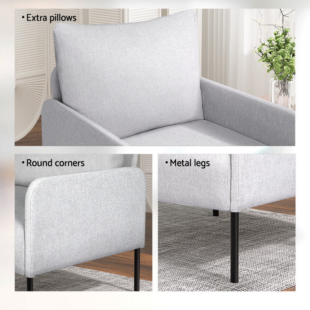 Marlook Armchair Accent Chair Pillow Fabric Grey