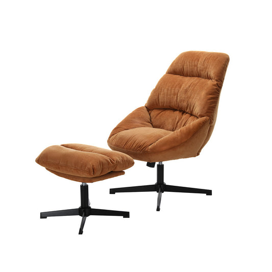 Marlook Armchair Set with Ottoman Linen Fabric Orange Yaro