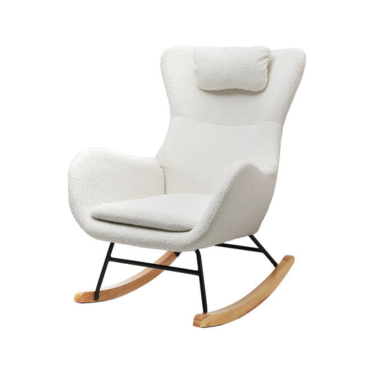 Marlook Rocking Chair Armchair Pillow Boucle White