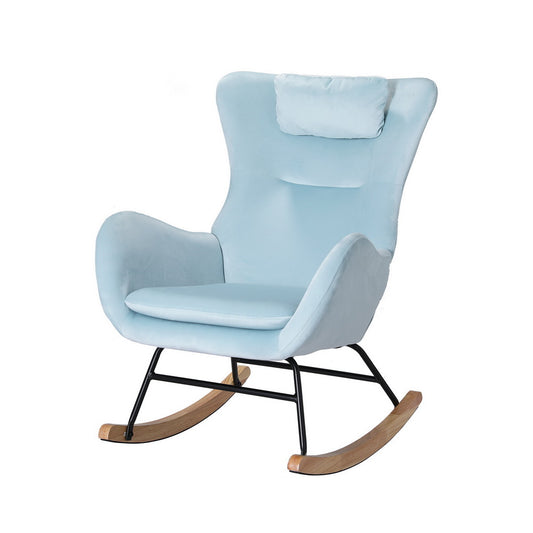 Marlook Rocking Chair Velvet Armchair Feeding Chair Blue