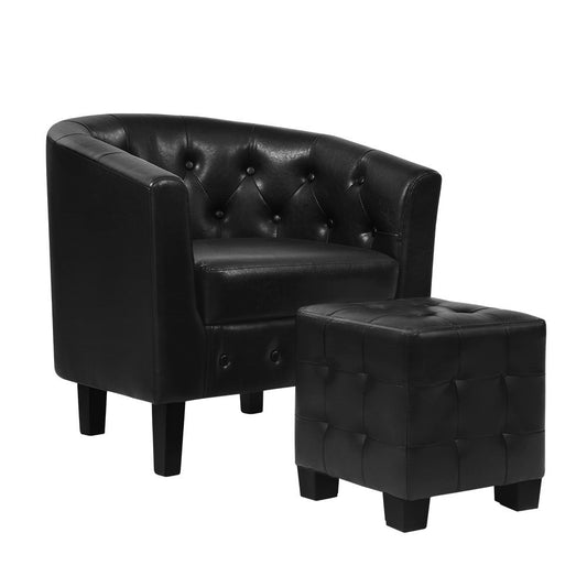 Marlook Armchair Set with Ottoman Black Ava