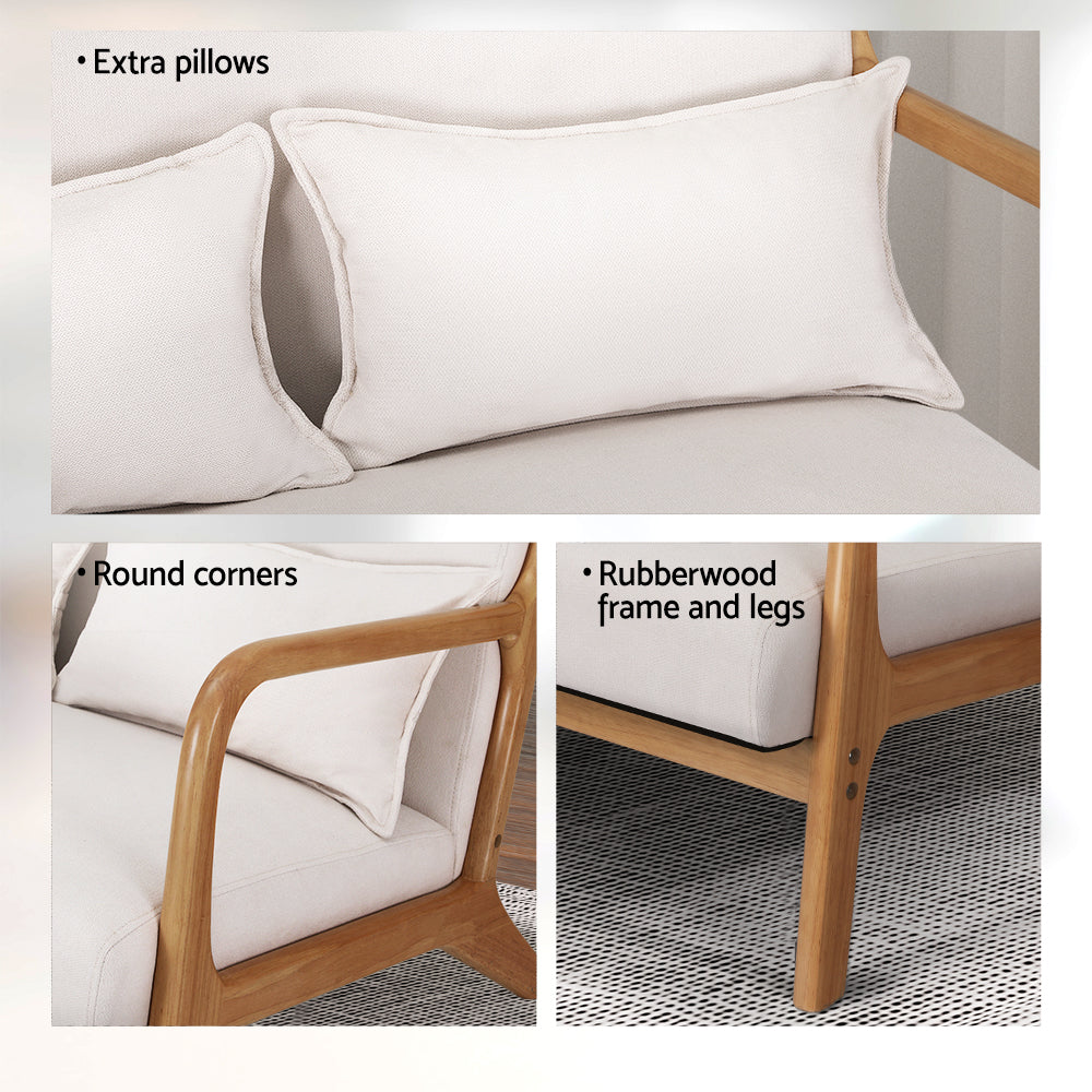 Marlook Armchair Lounge Chair Accent Armchairs Couch Sofa Loveseat Beige Wood