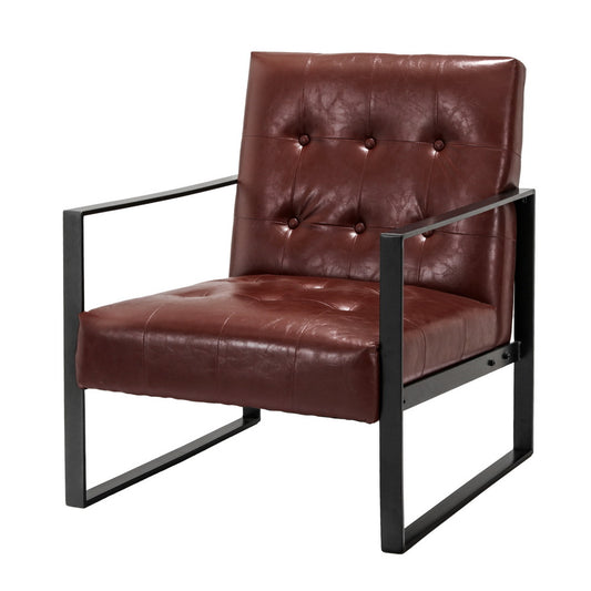 Marlook Armchair Lounge Chair Accent Chairs PU Leather Sofa Brown Metal Frame
