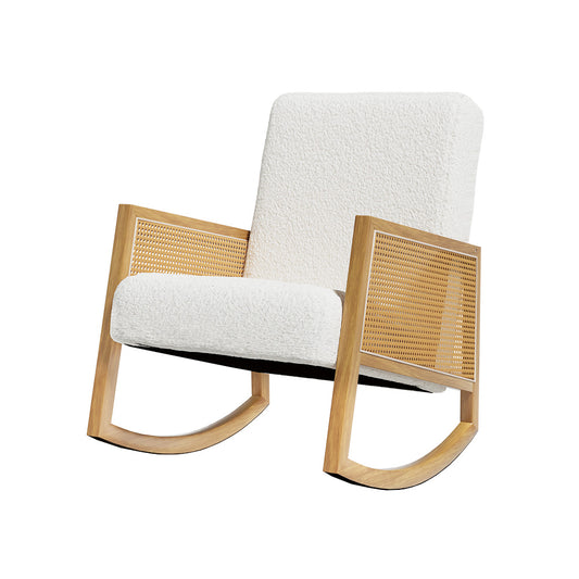 Marlook Armchair Rocking Chair Boucle Rattan White