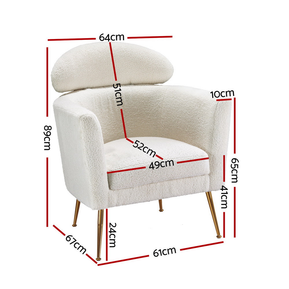 Marlook Armchair Boucle Fabric White Yoli