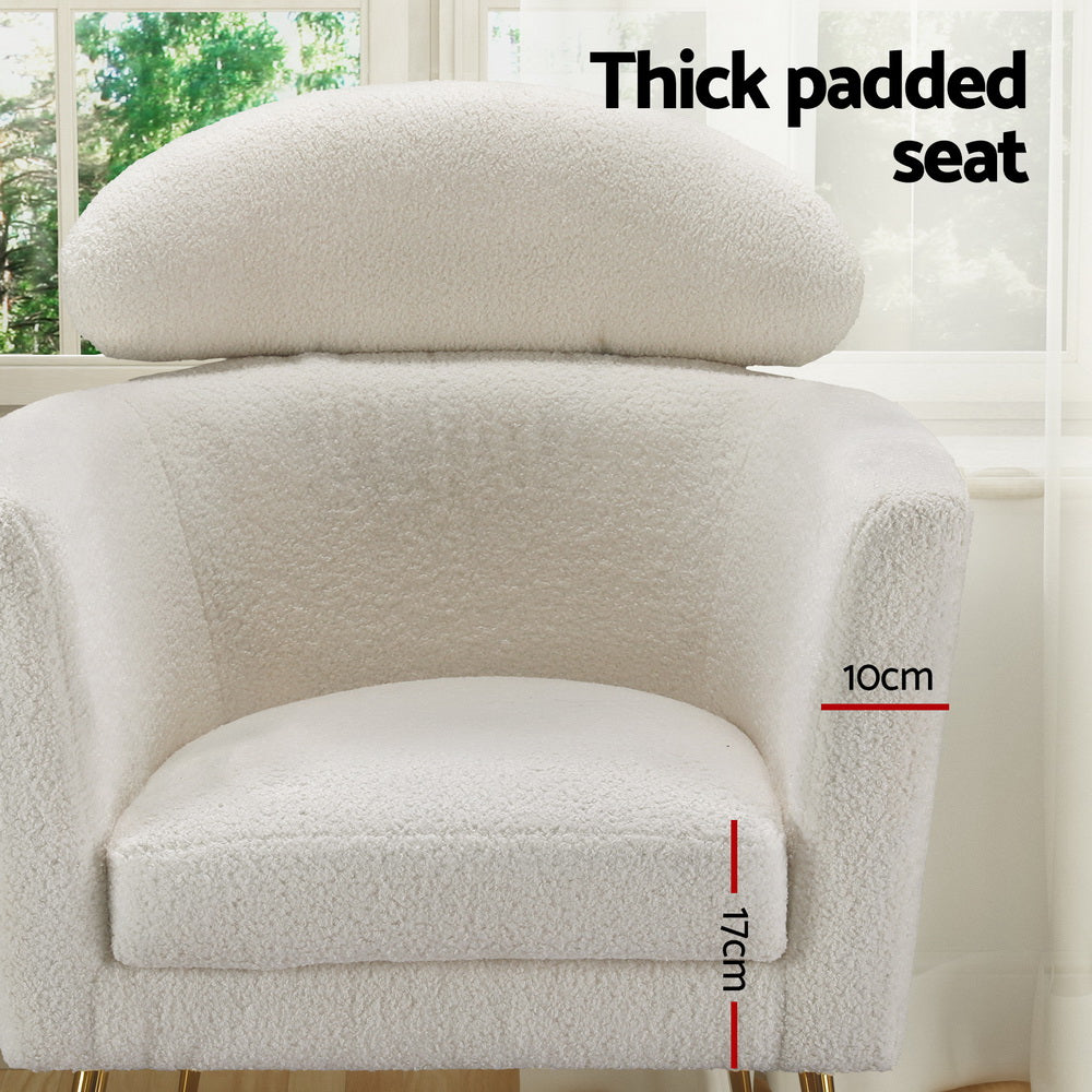 Marlook Armchair Boucle Fabric White Yoli