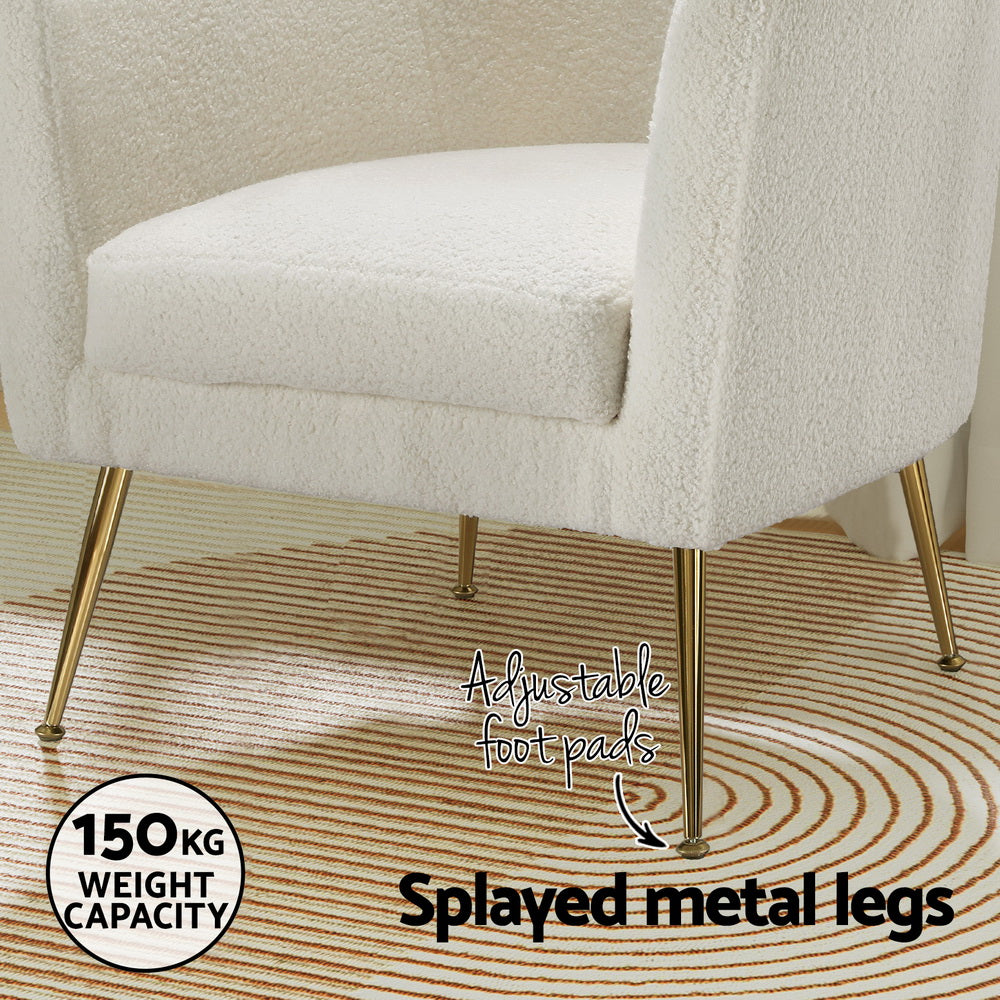 Marlook Armchair Boucle Fabric White Yoli