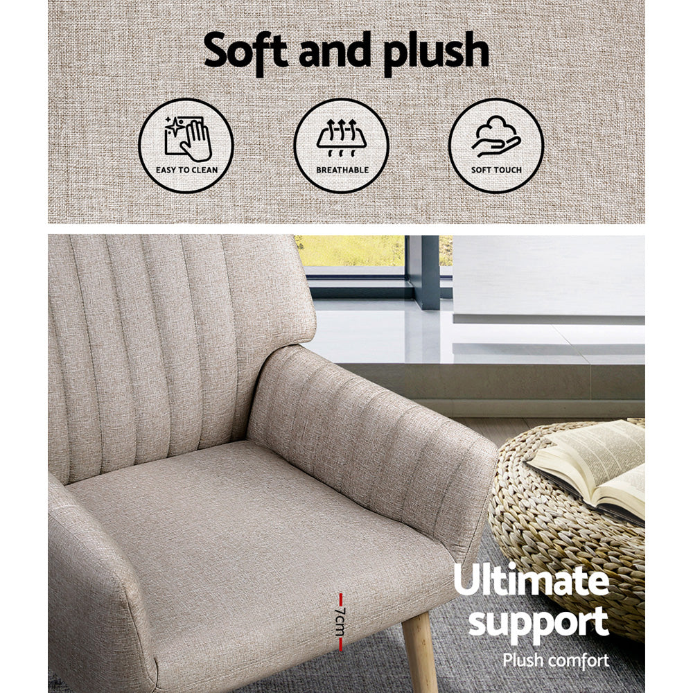 Marlook Armchair Fabric Beige Sebastini