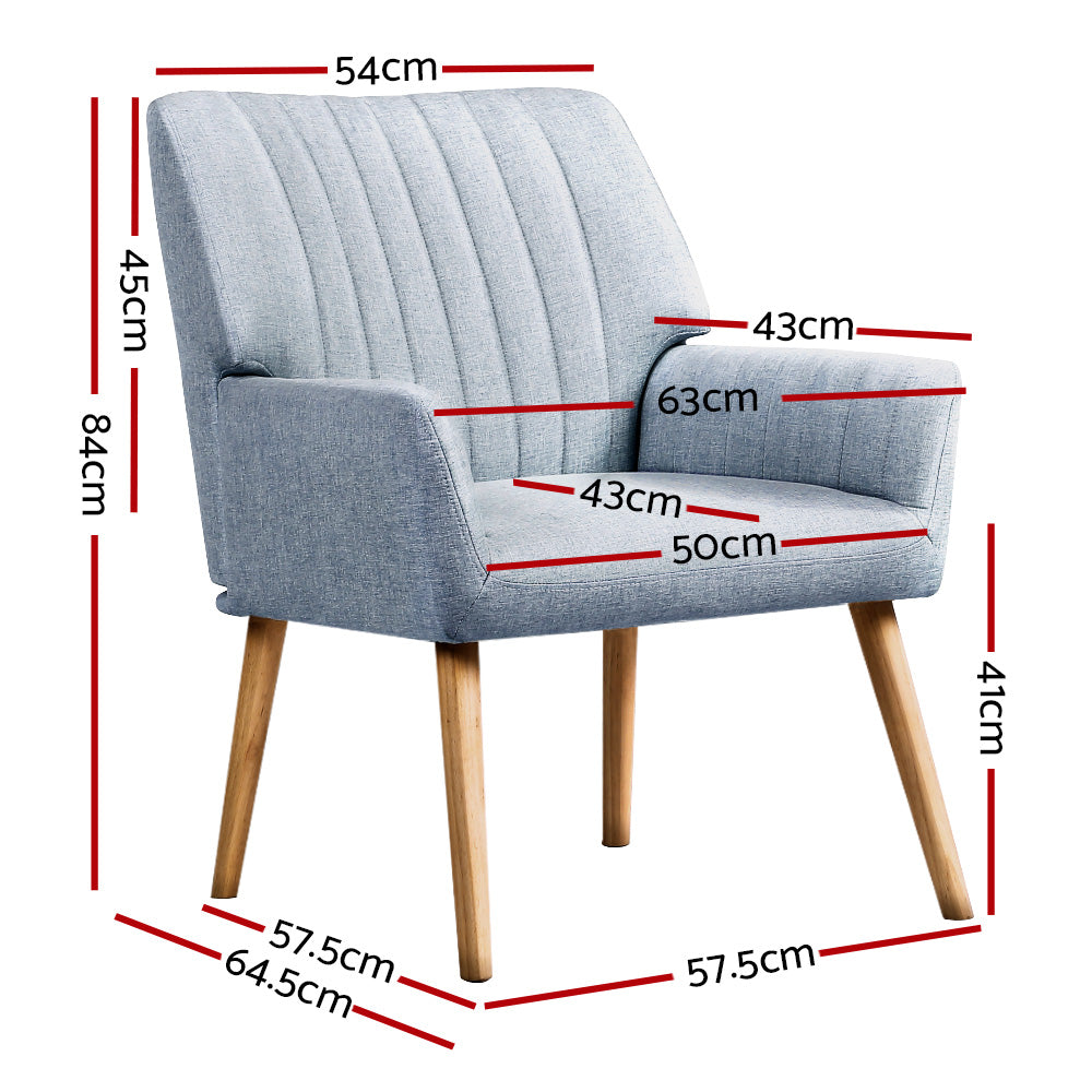 Marlook Armchair Fabric Blue Grey Sebastini