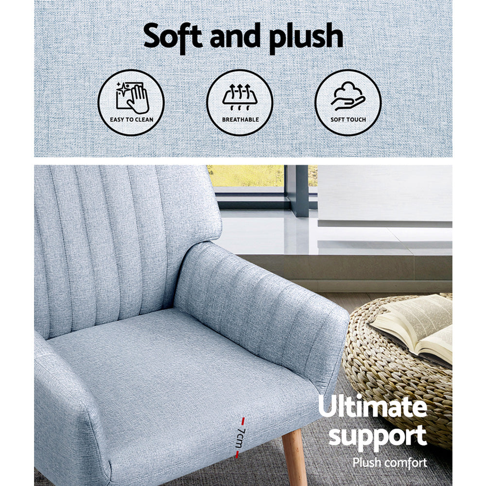 Marlook Armchair Fabric Blue Grey Sebastini
