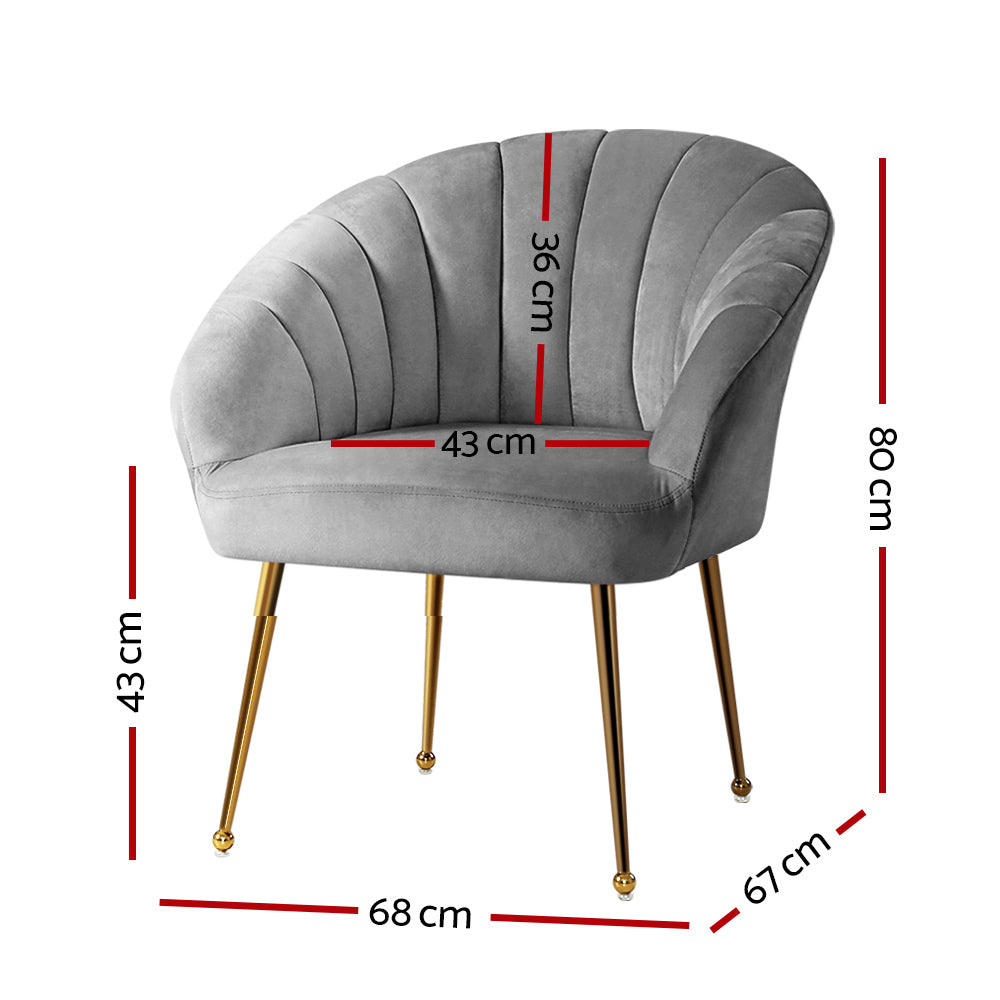 Marlook Armchair Velvet Grey Eloise