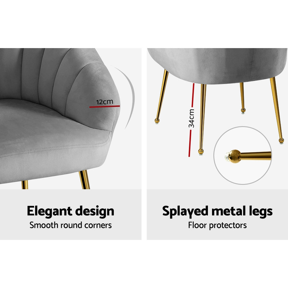 Marlook Armchair Velvet Grey Eloise